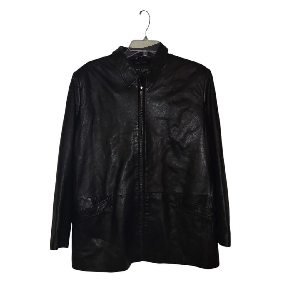 GOLDEN BEAR Elegant Black Leather Jacket SIZE XL
